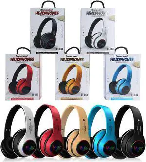 Bluetooth Headphones Foldable Stereo Gaming Headset Audio Mp3 Adjustable Earphones With Mic Support TF Card LED Bass