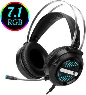 Headphones USB Wired 7.1 Surround Sound Stereo Gamer Headset with Mic Noise Canceling RGB Light Earphones for Computer