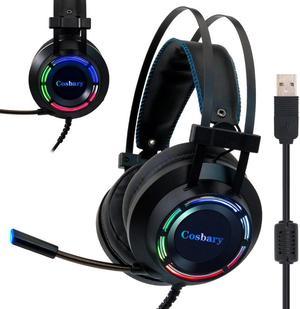 Gaming Headset with BOX Deep Bass Game Headphones with Microphone for Computer Gamer 7.1 USB Channel Surround Sound