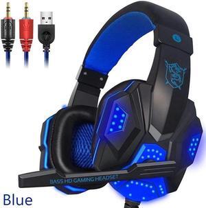 Gaming Headphones Over-Ear Gamer Headset With Mic LED Volume Control Stereo Sound Earphones With Audio Cable For PC PS4