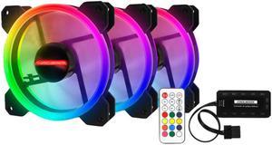 3-pack LED Cooling Fan RGB 120mm 12V W/ Remote Control for Computer Case PC CPU 4PIN RGB Support ID-COOLING 4 Lines