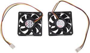 60mm 6cm DC 12V 3 Pin Computer Case CPU Cooler Cooling Fan Black 2 Pcs