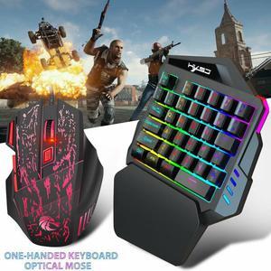 Set Keyboard Mouse Combos Gaming Mechanical Mini Backlit One-Handed Multicolor Wired Game Keyboards For PC Pubg Gamer
