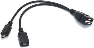 2 In 1 OTG Micro USB Host Power Y Splitter USB Adapter to Micro 5 Pin Male Female Cable EIG88