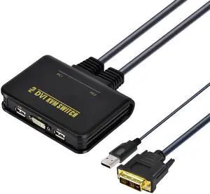 2 Port KVM DVI Switch USB 2.0 DVI KVM Converter Switcher Audio Video Kabel Fr Monitor Computer Tastatur Maus