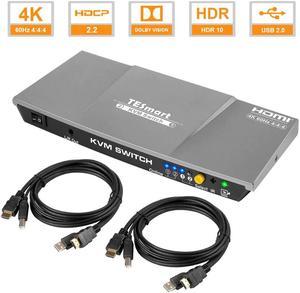 2x1 KVM Switch 4K60Hz  KVM Switch 2port   Switch Support 3840*2160/4K*2K and USB 2.0 Ports Keyboard and mouse