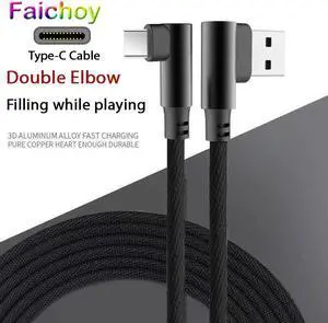 Cable Type C Mole Phone 90 Degree  Cable Nylon Weave For  P10  Galaxy S8  Redmi Fast Charging Wire