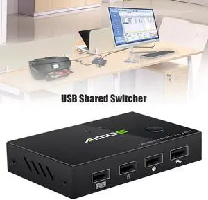 Classic USB 2.0 Peripheral Sharing Switch Durable Practical Selector 2 PCs Sharing 4 USB Devices