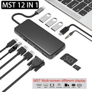 Multi ports USB 3.0 HDMI VGA RJ45 Adapter Type C 3.1 usb c Splitter hub for MacBook Pro hub Laptop docking station