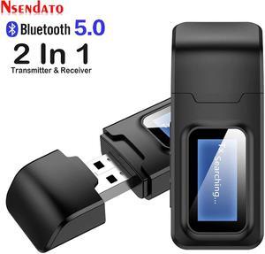 USB Bluetooth 5.0 Audio Music Receiver Transmitter for TV Speaker Car PC 3.5mm Jack Stereo AUX Wireless Adapter with LCD Display
