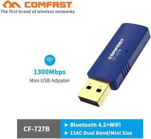 WiFi Bluetooth Adapter 1300Mbps ac USB WiFi Adapter Receiver Bluetooth 4.2 Network Card Transmitter IEEE 802.11ac/b/g/n