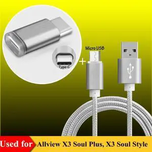 1M Micro USB Sync & Charging Adapter Cable for Allview X3 Soul Plus, X3 Soul Style w/ Type C Male to Micro USB Adapter 1M Micro USB Sync & Charging Adapter Cable for Allview X3 Soul Plus, X3 Soul Style w/ Type C Male to Micro USB Adapter