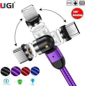 2020 New Design 360°/180° Rotation Fast Charging Magnetic Quick Charger Cable For IOS 6 8 X XS 11Type-c Micro USB USB-C 1M 2M