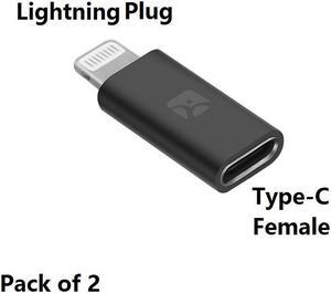 USB Type C Female to Lightning Male Adapter, Type-C Cable with Charge & Sync  for Convert , to iPhone/iPad/iPod
