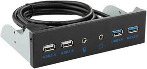 5.25" PC Desktop Chassis Front Panel USB Hub Connector Adapter 2 USB 3.0 Port and 2 USB 2.0 Port for Computer Case CD Drive Pan