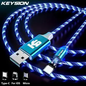 Magnetic Cable Flowing Light LED Micro USB Cable for  Type C Charging for  for iPhone Magnet Charger Cord