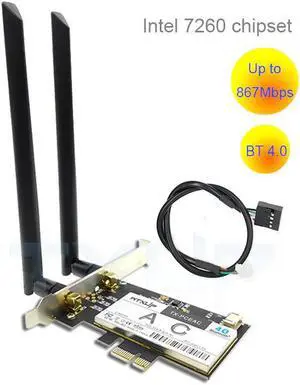 7260AC 2.4G/5G Dual Band Desktop 7260HMW 867Mbps Wireless PCI-E Wi-Fi Bluetooth 4.0 WIFI CARD AC-7260 WLAN Adapter