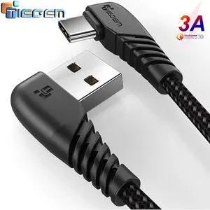 3A 90 Degree USB type C Cable for  Galaxy S10 S9 Plus  Mi 8 6 MAX 3 LG USB C TYPE-C Fast Charging  Cable