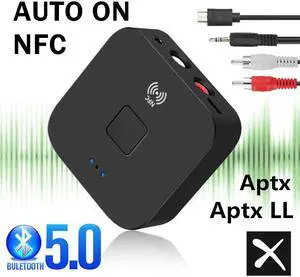 RCA Receiver 5.0 aptX LL AAC 3.5mm 3.5 Jack Aux Wireless Audio Adapter Stereo Music for TV Car Speaker with Mic NFC