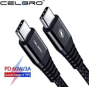 60W Usb Type C To Type C Cable Usbc PD Cable Fast Quick Charge QC 4.0 for  S20 Ultra Note 20 Plus  Redmi Note 9 Pro