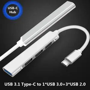 4 Port Aluminum Alloy USB Type-C HUB USB 3.0 HUB USB Expander Splitter Docking Station OTG Adapter For MacBooK Pro 13 15