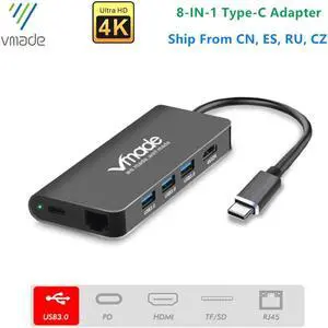 Mini Adapter Type-C USB-C 3.0 to HDMI 1080p Thunderbolt 3 Dock USB C HUB 8-in-1 for MacBook  Mate 30 Pro Type-C Converter