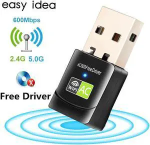 Driver USB Wifi Adapter 600Mbps Wi fi Adapter 5ghz Antenna USB Ethernet PC Wi-Fi Adapter Lan Wifi Dongle AC Wifi Receiver