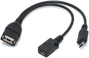2 In 1 OTG Micro USB Host Power Y Splitter USB Adapter to Micro 5 Pin Male Female Cable DQ-Drop