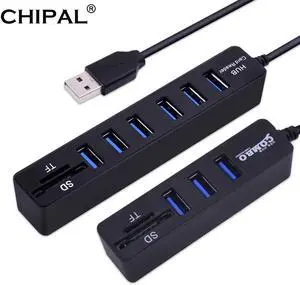 Mini 2 in 1 Combo 3 Port USB 2.0 HUB 6 Port USB2.0 Splitter + Card Reader Cardreader for  TF Micro  for PC Computer