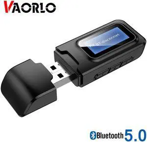 USB Bluetooth Transmitter Receiver With LCD Display 3.5MM AUX Stereo For PC TV Car Headphones 2 IN 1 Wireless 5.0 Adapter