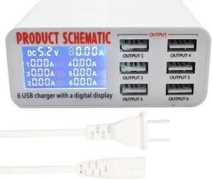 Charge 6 Ports QC3.0 Smart USB Charger Adapter Display Dock USB Multi LCD Hub Charger with Hubs Auto Station Port De R2T0
