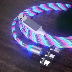 charging Mole Phone Cable Flow Luminous Lighting cord charger Wire for Samaung LED Micro USB Type C for iphone