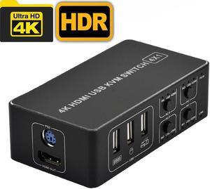 2 Ports USB HUB/ KVM Switcher 2 in 1 Out  KVM Switch Box Video Display 4K USB Hub Splitter for Computer