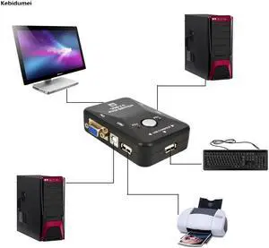 2017 Newest KVM Switch 2-Port Mini-Auto USB KVM Switch USB 2.0 1620 x 1440 Maximum Resolution