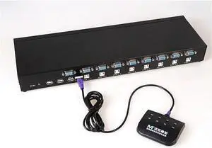8 Ports USB 2.0 Manual KVM SWITCH VGA 19' Rack mountable w. Desktop Controller 1920*1440 Hot plug MT-801UK