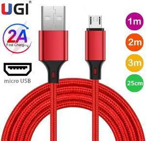 2A Fast Charging Cable Micro USB USB C Type C For  Sync Transfer 1M 2M  Braided Nylon Cord Wire Red 2 Pack 3 Pack