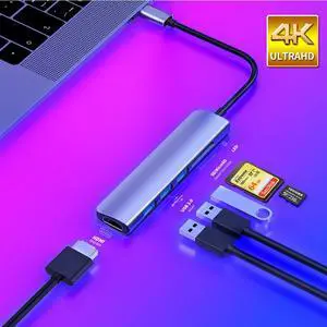 3.1 Type-C Hub To HDMI Adapter 4K Thunderbolt 3  C Hub with Hub 3.0 TF  Reader Slot PD for MacBook Pro/Air/ Mate
