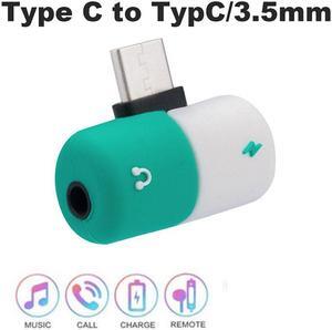 2 In 1 Type-C to 3.5mm Earphone Port Type-c Adapter Pill Earphone Accessories Charging Cable Headphone Audio Charge Splitter