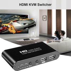 KVM Switch 2 Port 4K Support Wireless Mouse Keyboard Converter For Dual PC Host FKU66