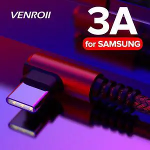 90 Degree USB Type C Cable Fast Charging Game Cord Qucik Charge Kable  Wire for  S10 S9  10 9  20