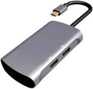 2 In1 Type C to Dual HDMI Hub Adapter Aluminum Alloy USB Hub High Speed Type C Hub Dock Station