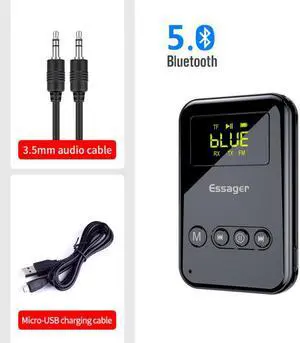 5.0 Transmitter Receptor 3.5mm Aux Audio  Built-in HD Decoder Chip Wireless Adapter For Car TV PC Speaker