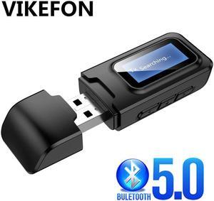 Bluetooth 5.0 Audio Receiver Transmitter LCD Display 3.5mm AUX Jack Stereo USB Dongle Wireless Adapter for Car PC TV Headphones