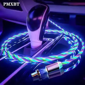 Charge Micro USB Type C Cable Fast Charging For iphone   redmi note 7 LED lighting Glow Flowing USB C Wire