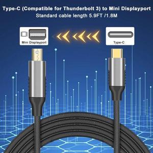 5.9ft USBC to Mini displayport Cable USB Type C Thunderbolt 3 to mini DP Cord 4k for Thunderbolt 3 For Macbook Pro  LG