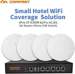 DHL Powerful 2.4Ghz Home /Small Shop Seamless Wifi Coverage 4pcs Stable ddwrt Ceiling AP 1pcs AC Management Poe Switch Router