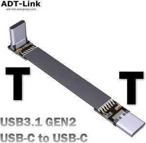 Shield FPV USB 3.1 Type C To  Type C Extension Cable 90 degree Adapter FPC Ribbon Flat USB C Cable 3A 10Gbps EMI shielding