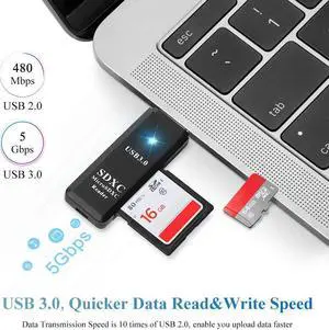 USB Card Reader USB 3.0  TF/Micro  Flash Memory Card Adapter Dual Slot Hub 5Gbps High Speed OTG Card Reader