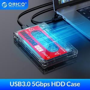 HD Hard Drive Case USB3.0 HDD Enclosure External Transparent SSD box Cassette Tape Design for 2.5'' SSD HDD hard disk