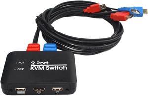 2 Port USB HD KVM Switch Switcher for Dual Monitor Keyboard Mouse HD Switch Support Desktop Controller Switching